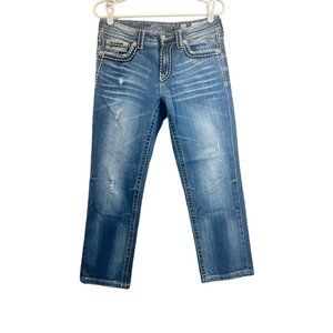 Miss Me Women's Size 26 "Boyfriend" Ankle Denim Distressed Rhinestone Jeans